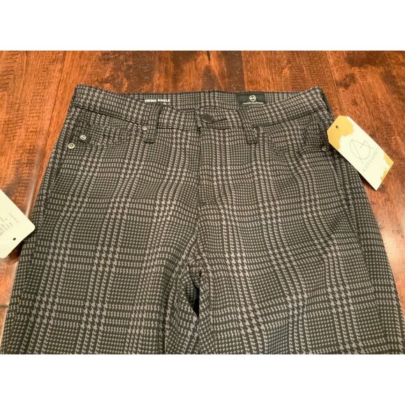 AG Adriano Goldschmied Black & Gray Houndstooth Cigarette Ankle Pant, Sz 24, NWT - Picture 2 of 9